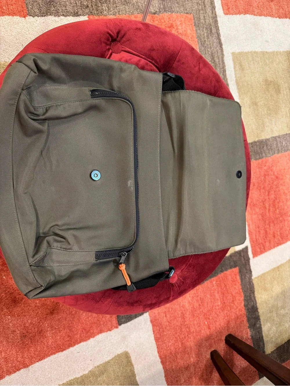 Esprit Olive Canvas Messenger with Black Strap